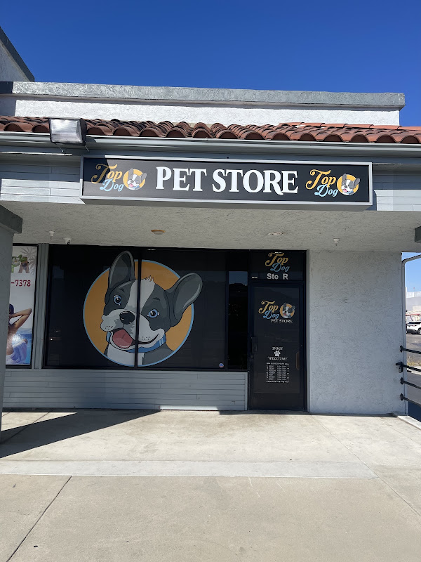 Top Dog Pet Store storefront in Valley Plaza, Oceanside